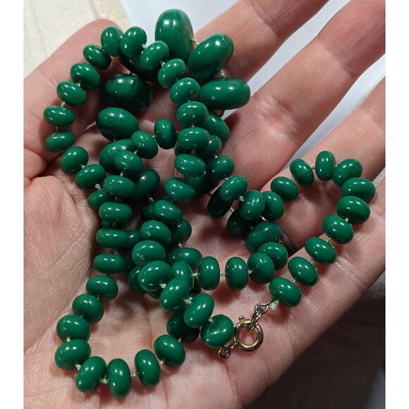 Retro Casual Green Plastic Beaded Necklace - Picture 5 of 6